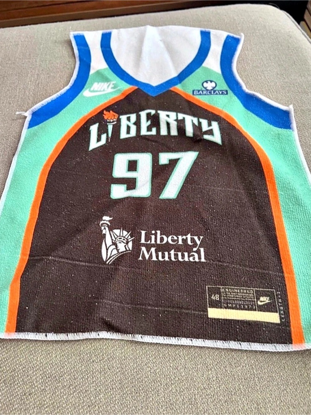 WNBA New York Liberty 30th Anniversary Retro Rally Towel Jersey Shaped 1997 Styl